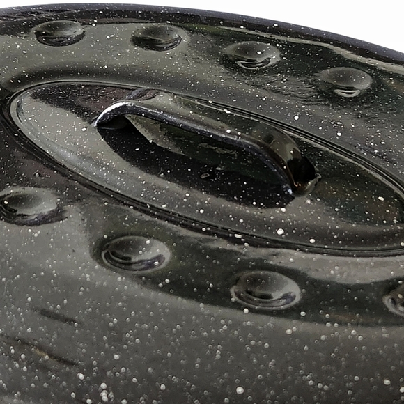 Vintage 1970s Speckled Enamel Turkey Beef Roaster w Lid Kitchen 16" - Picture 4 of 8